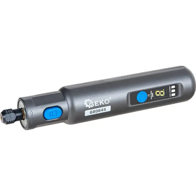 GEKO Draadloze mini slijpmachine 3,6 V met 6 snelheden, LED display en opbergkoffer inclusief accessoires