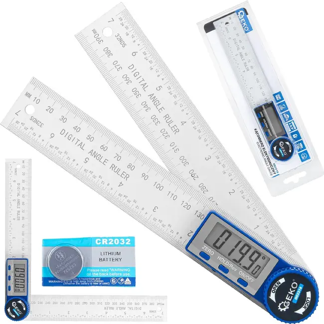 GEKO Digitale gradenmeter 200 mm met LCD display, ZERO en HOLD functie voor nauwkeurig meten