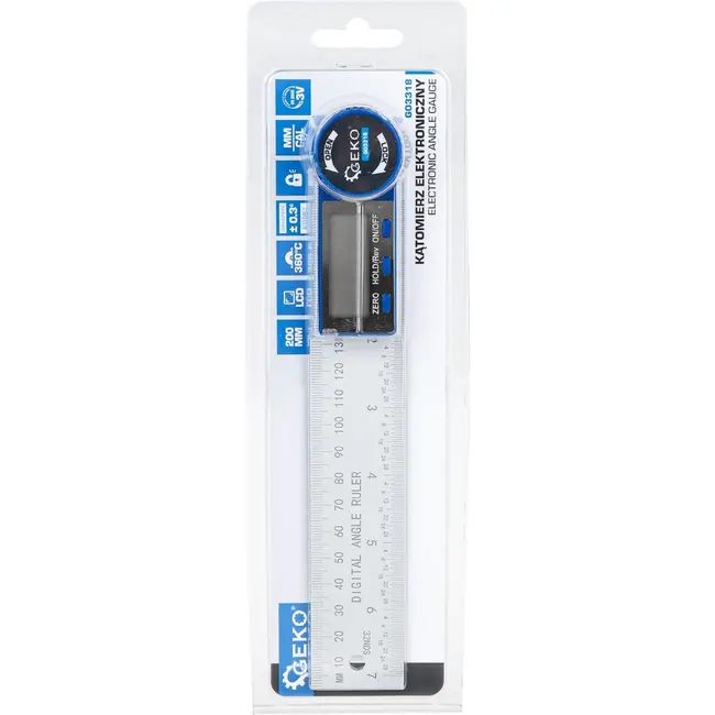 GEKO Digitale gradenmeter 200 mm met LCD display, ZERO en HOLD functie voor nauwkeurig meten