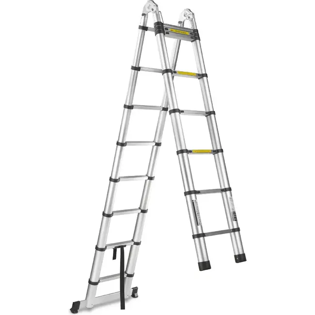 GEKO Telescopische aluminium vouwladder 5 m met scharnierconstructie en draagvermogen van 150 kg