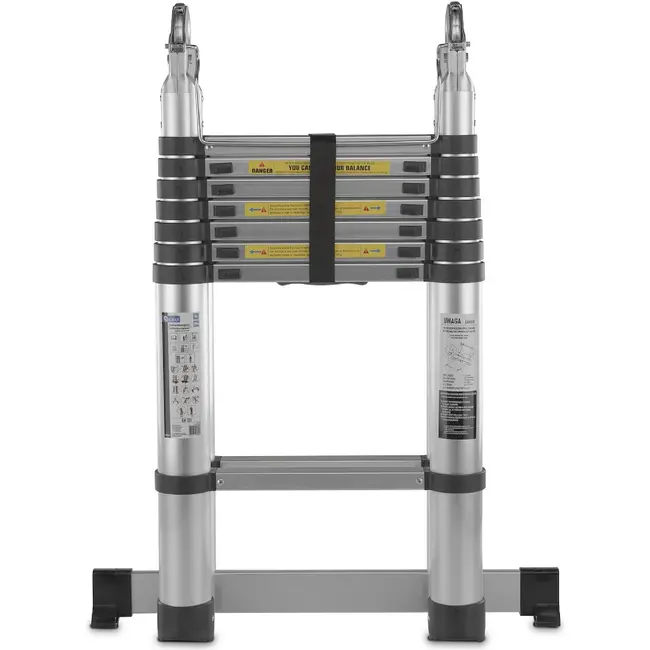 GEKO Telescopische aluminium vouwladder 5 m met scharnierconstructie en draagvermogen van 150 kg