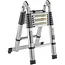 GEKO Telescopische aluminium vouwladder 5 m met scharnierconstructie en draagvermogen van 150 kg