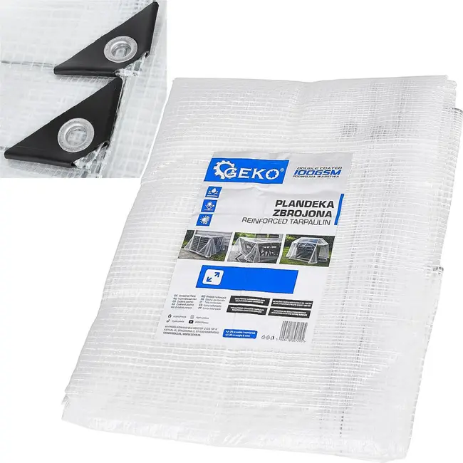 GEKO Transparant versterkt afdekzeil 10 x 12 m 100 g/m² waterdicht