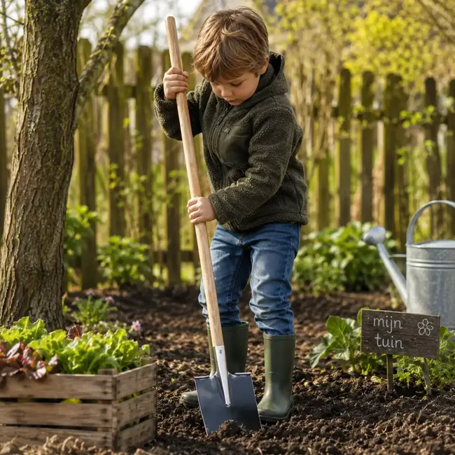 Hendrik Jan Junior spade voor kinderen met houten steel 75 cm