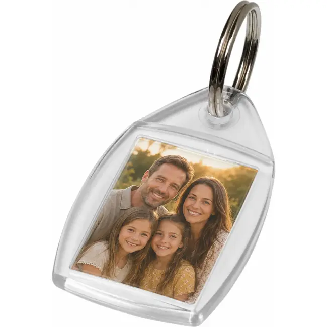 Falkx Transparante blanco sleutelhanger voor foto, naamkaartje of label