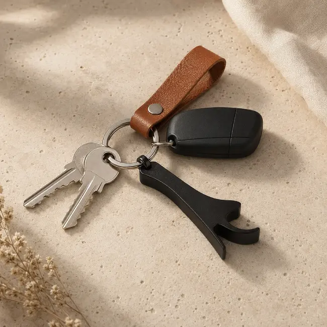 Falkx metalen sleutelhanger met flessenopener
