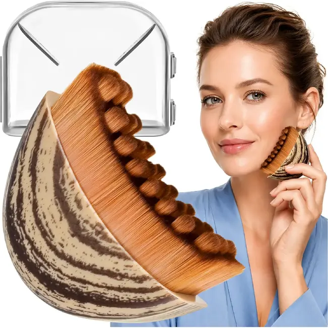 Soulima Droge gezichts- en nekmassageborstel 6 × 8 cm met zachte nylon haren en afsluitbaar etui voor lymfatische massage