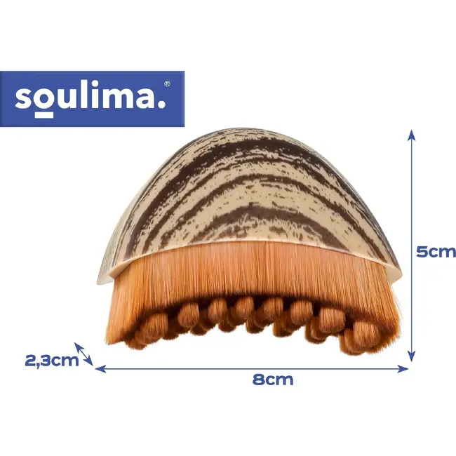 Soulima Droge gezichts- en nekmassageborstel 6 × 8 cm met zachte nylon haren en afsluitbaar etui voor lymfatische massage
