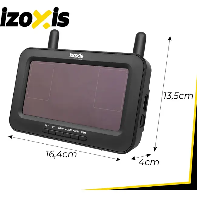 Izoxis Draadloos weerstation met buitensensor, kleurendisplay, thermometer, hygrometer en USB-C voeding tot 100 m bereik