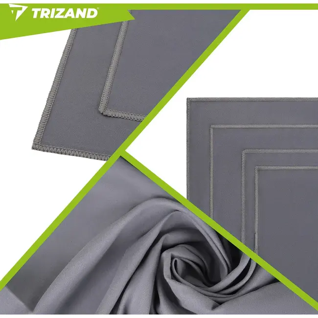 Trizand Sneldrogende microvezel handdoek 180 x 100 cm donkergrijs met opberghoes voor sport, strand en reizen