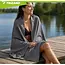Trizand Sneldrogende microvezel handdoek 180 x 100 cm donkergrijs met opberghoes voor sport, strand en reizen