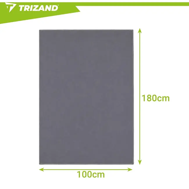 Trizand Sneldrogende microvezel handdoek 180 x 100 cm donkergrijs met opberghoes voor sport, strand en reizen