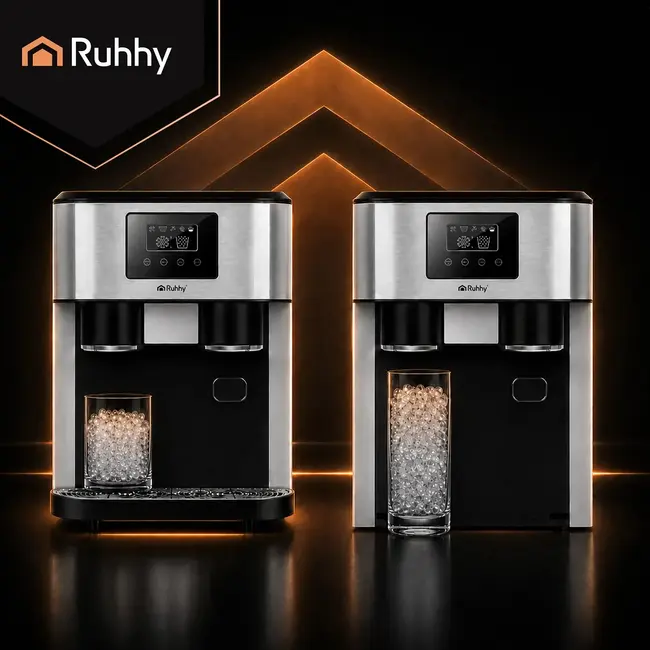 Ruhhy 3-in-1 ijsblokjesmachine tot 15 kg per dag met ijscrusher, waterdispenser en LCD aanraakscherm
