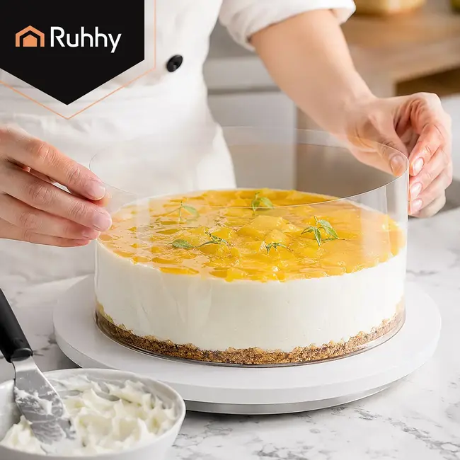 Ruhhy Banketbakkersfolie 20 cm x 10 m Transparante PET Randfolie voor Taarten Cheesecakes en Gelaagde Desserts