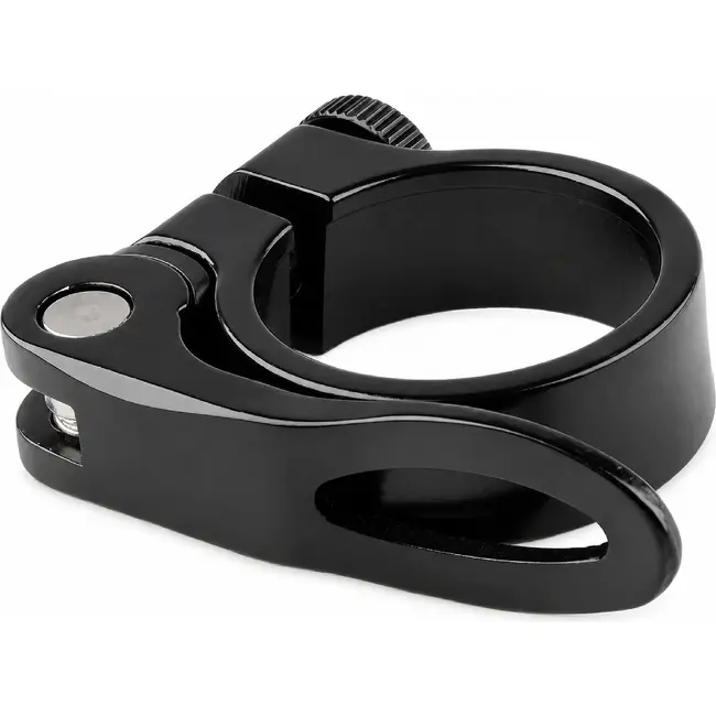 Mirage Zwarte zadelklem met snelspanner - 34.9 mm - Instelbare klemkracht - CNC gefreesd aluminium