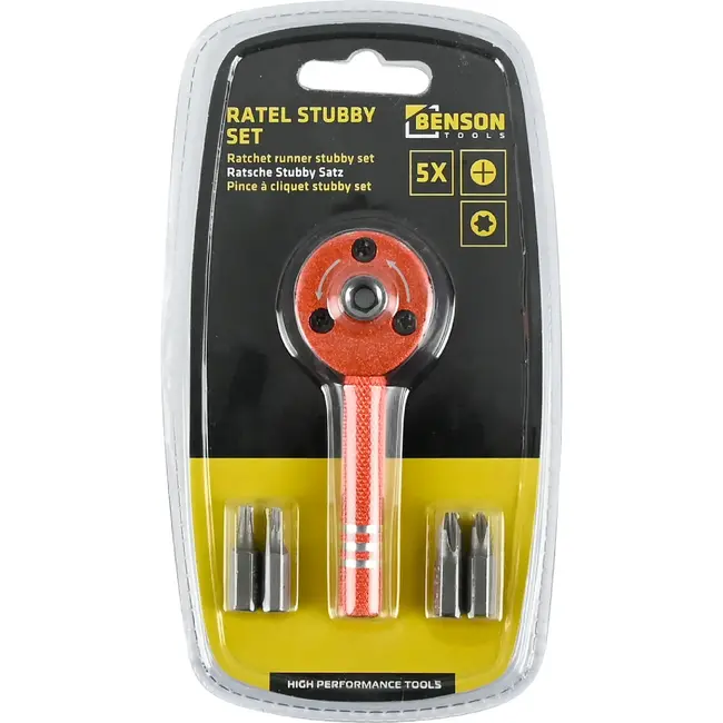 Benson Stubby Ratelset 5-delig met Ratelhouder en 4 Bits
