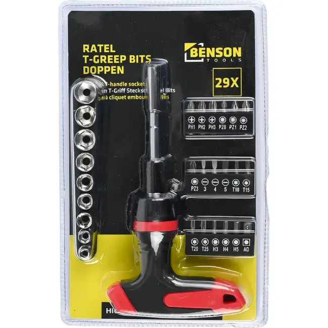Benson Ratel T-greep bits doppen 29-delig