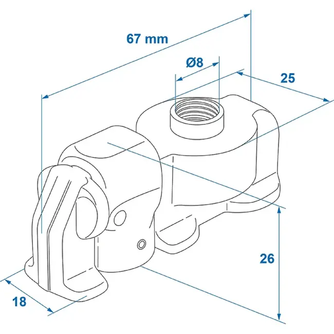 ProPlus Stud fitting dubbel met schroefdraad - 67 x 25 x 18 mm - Breeklast 2000 kg