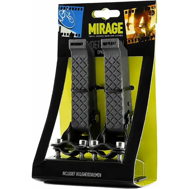 Mirage Opklapbare voetsteunen met antislip en rubber riem - grijs/zwart