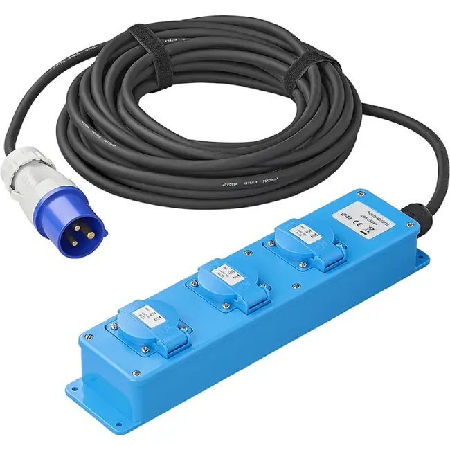 ProPlus Stekkerdoos - 3-weg Schuko - 10 meter - Neopreen kabel - IP44