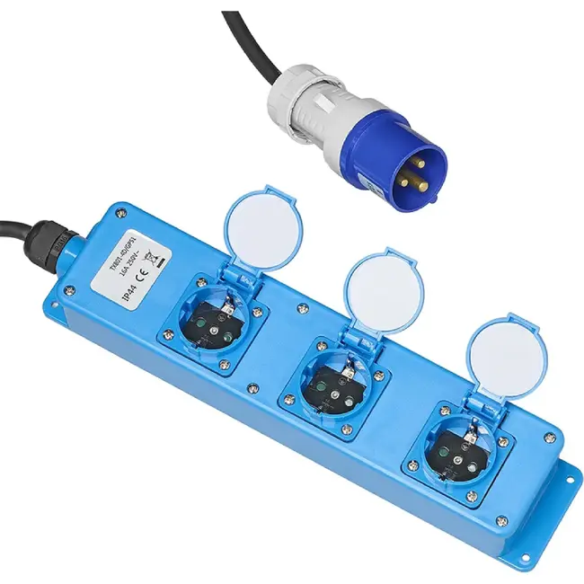 ProPlus Stekkerdoos - 3-weg Schuko - 10 meter - Neopreen kabel - IP44