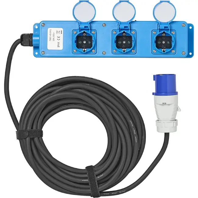 ProPlus Stekkerdoos - 3-weg Schuko - 10 meter - Neopreen kabel - IP44