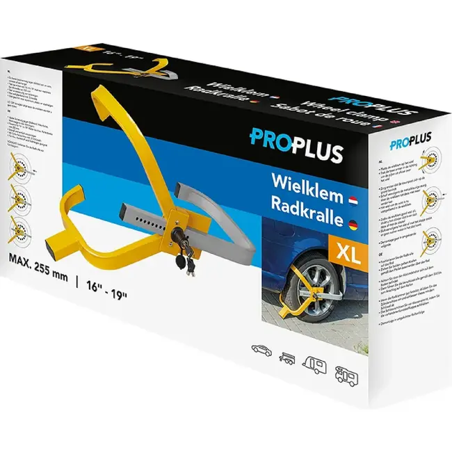 ProPlus Wielklem XL - Veiligheidsslot - Voor 16-19 inch wielen - Inclusief sleutels