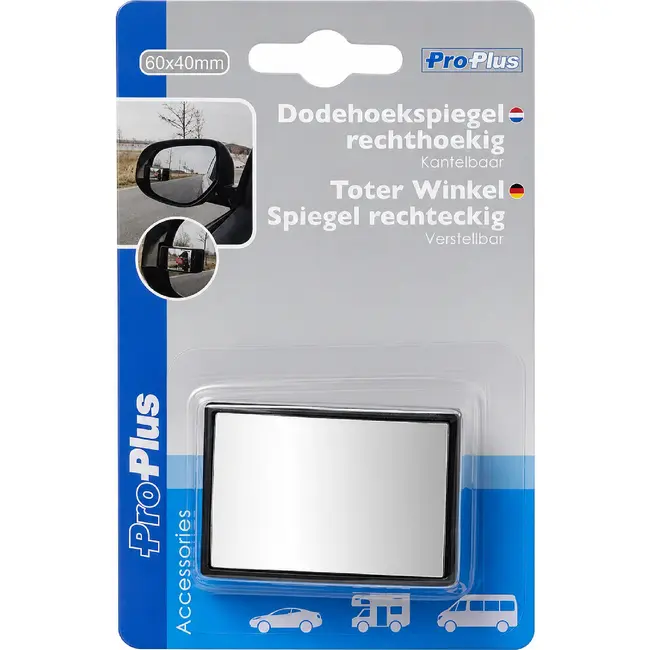 ProPlus Rechthoekige dodehoekspiegel - breedhoek zicht - zelfklevend - 60 x 40 mm - kantelbaar