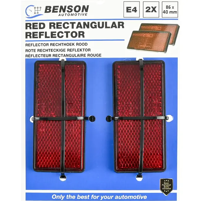 Benson Reflector rechthoek rood 86x 40 mm 2-delig - 8x 40 mm