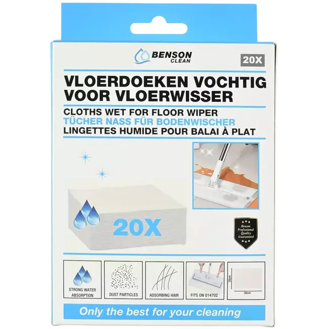 Benson Vloerdoeken vochtig voor vloerwisser 014702 20-delig - 20x 30 cm - 20 stuks