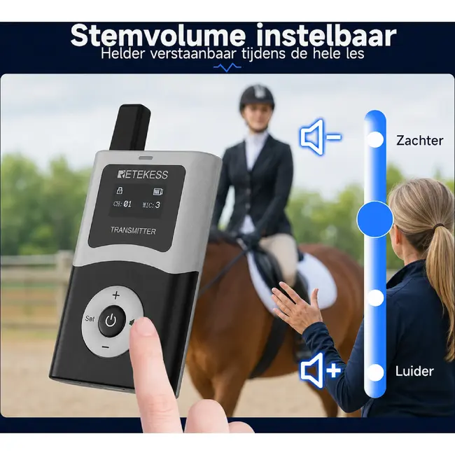 Retekess Draadloze instructiezender voor paardrijinstructeurs met Bluetooth, AUX, digitaal UHF en 200 meter bereik