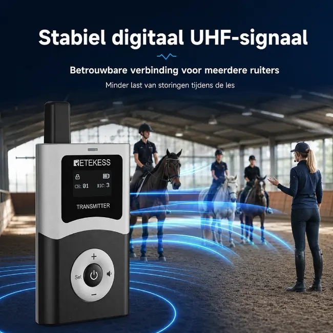 Retekess Draadloze instructiezender voor paardrijinstructeurs met Bluetooth, AUX, digitaal UHF en 200 meter bereik