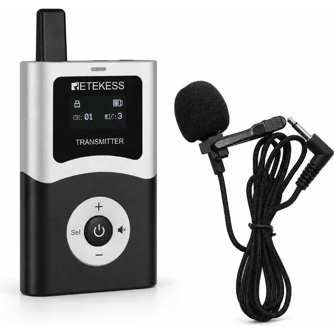 Retekess Draadloze instructiezender voor paardrijinstructeurs met Bluetooth, AUX, digitaal UHF en 200 meter bereik