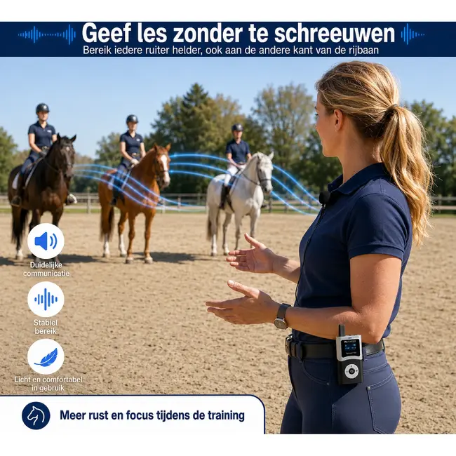 Retekess Draadloze instructiezender voor paardrijinstructeurs met Bluetooth, AUX, digitaal UHF en 200 meter bereik