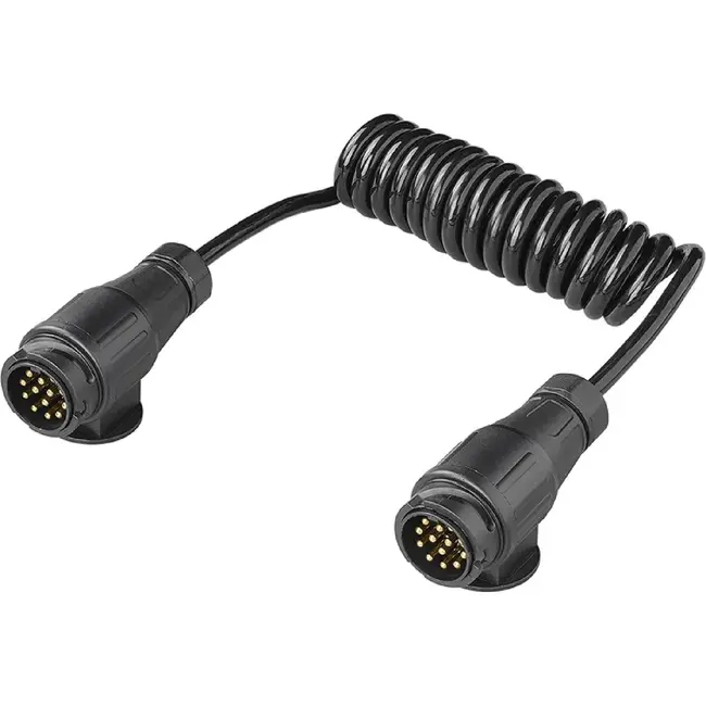 ProPlus Spiraalkabel 1,5 m 13-polig 8-aderig met 2 PVC stekkers voor aanhanger en caravan