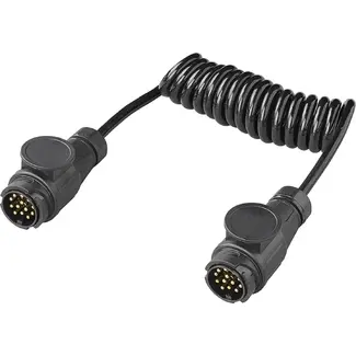 ProPlus Spiraalkabel 1,5 m 13-polig 8-aderig met 2 PVC stekkers voor aanhanger en caravan