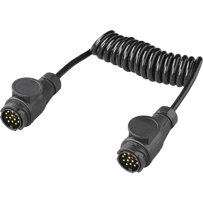 ProPlus Spiraalkabel 1,5 m 13-polig 8-aderig met 2 PVC stekkers voor aanhanger en caravan