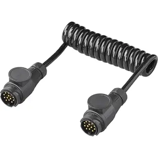 ProPlus Spiraalkabel 1,5 m 13-polig 13-aderig met 2 PVC stekkers voor aanhanger en caravan