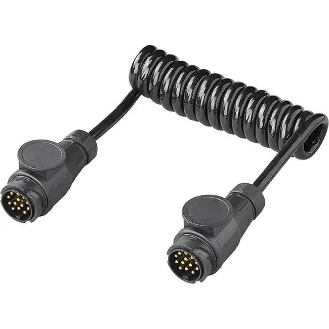 ProPlus Spiraalkabel 1,5 m 13-polig 13-aderig met 2 PVC stekkers voor aanhanger en caravan
