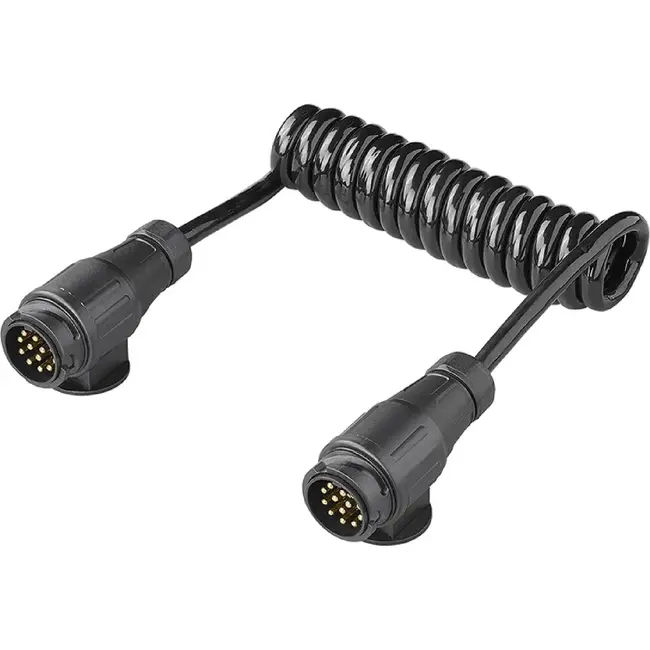 ProPlus Spiraalkabel 1,5 m 13-polig 13-aderig met 2 PVC stekkers voor aanhanger en caravan