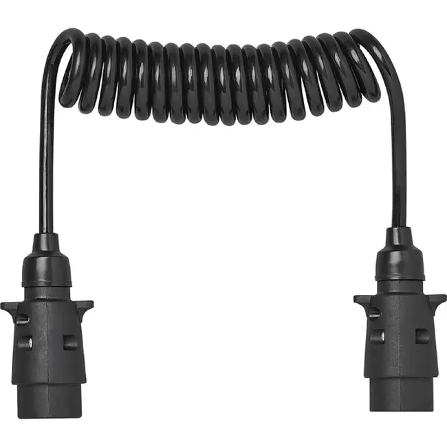 ProPlus 7-polige spiraalkabel 1,5 m met 2 PVC stekkers voor verlichting van aanhanger en trailer 12 V