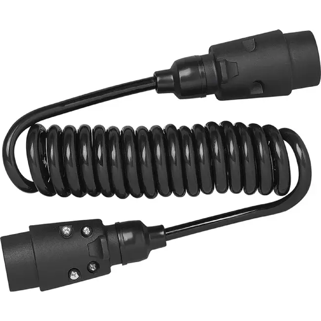 ProPlus 7-polige spiraalkabel 1,5 m met 2 PVC stekkers voor verlichting van aanhanger en trailer 12 V