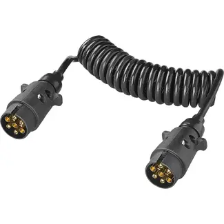 ProPlus 7-polige spiraalkabel 1,5 m met 2 PVC stekkers voor verlichting van aanhanger en trailer 12 V