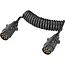 ProPlus 7-polige spiraalkabel 1,5 m met 2 PVC stekkers voor verlichting van aanhanger en trailer 12 V