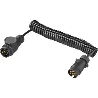ProPlus Spiraalkabel 3 m met 7-polige en 13-polige PVC stekker voor aanhanger en trailer
