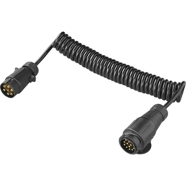 ProPlus Spiraalkabel 3 m met 7-polige en 13-polige PVC stekker voor aanhanger en trailer
