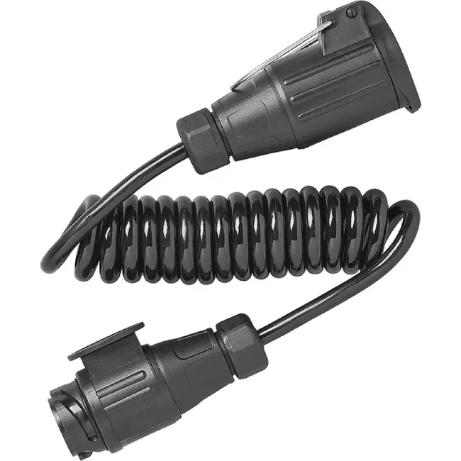 ProPlus Spiraalkabel 1,5 m 13-polig 8-aderig met PVC stekker en stekkerdoos voor aanhanger