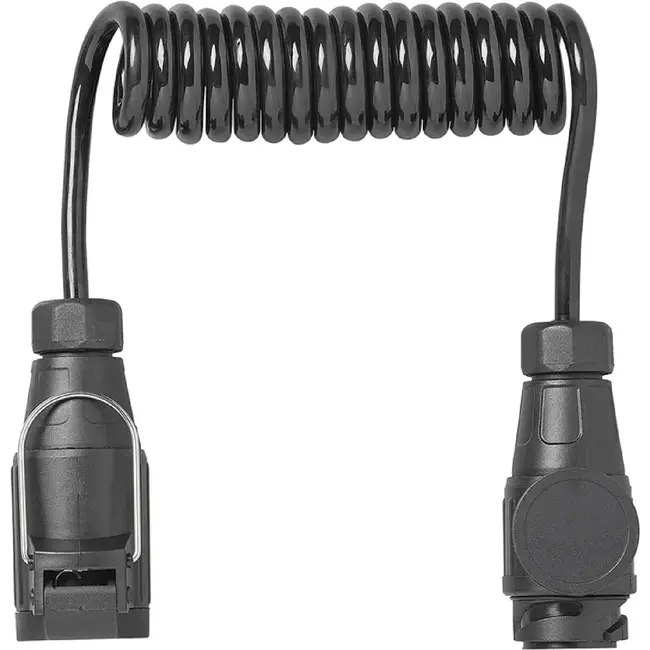 ProPlus Spiraalkabel 1,5 m 13-polig 8-aderig met PVC stekker en stekkerdoos voor aanhanger