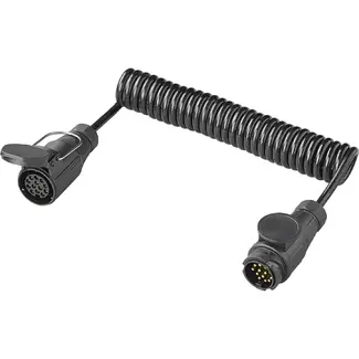 ProPlus Spiraalkabel 3 m 13-polig 8-aderig met PVC stekker en stekkerdoos voor aanhanger
