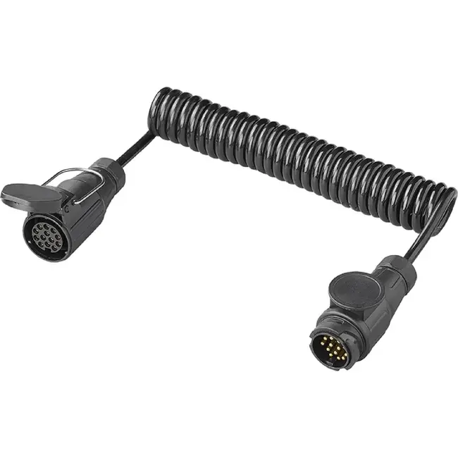 ProPlus Spiraalkabel 3 m 13-polig 8-aderig met PVC stekker en stekkerdoos voor aanhanger